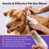 Picture of HICC PET Ear Finger Wipes for Dogs & Cats - Gently Remove Ear Wax, Debris - Sooths & Deodorizes - Relieve Ear Itching & Inflammation, Fresh Coconut Scent, All Natural Ingredients - 50 Count