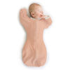 Picture of SwaddleDesigns Transitional Swaddle Sack With Arms Up Half-Length Sleeves and Mitten Cuffs, Heathered Peach Blush with Polka Dot Trim, Medium, 3-6 Mo, 14-21 lbs (Better Sleep, Easy Swaddle Transition)