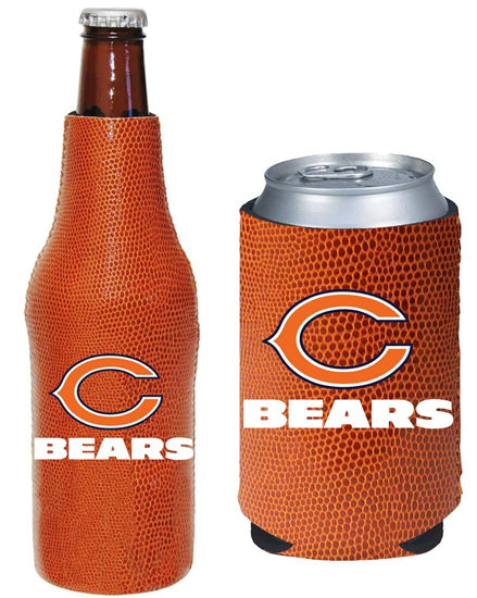 Picture of Football Can & Bottle Holder Insulator Beverage Huggie Cooler (Chicago Pigskin (Bears))