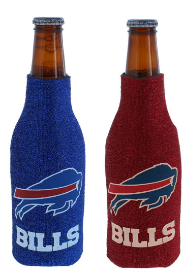 Picture of Football Can & Bottle Holder Insulator Beverage Huggie Cooler (Buffalo Glitter Red Blue Bottle (Bills))