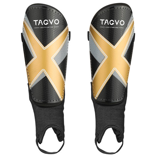 Picture of TAGVO Soccer Shin Guards for Kids Youth - Protective Soccer Equipment for Boys Girls - Adults Men Women Soccer Shin Guards - Soccer Shin Pads for Kids 3-16 Years Old Girls Boys, High Impact Resistant