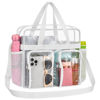 Picture of Oraben Clear Bag Stadium Approved 12x6x12 Clear Tote Bag with Removable Strap Clear Lunch Bag for Work Sports Festival (Two Pockets, White)