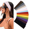 Picture of Multicolor Fashion Women's Hair Accessories - 16 Pack Elastic Non-Slip Soft Cloth Headbands for Yoga, Running, and Sports