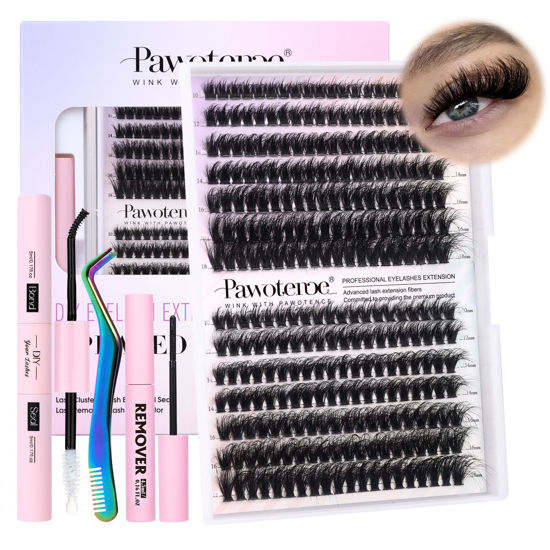 Picture of Lash Extension Kit DIY Full Thick Lash Clusters Eyelash Extension Kit 280pcs Individual Lashes Kit with Lash Bond and Seal, Lash Remover, Lash Tweezers for Self Use (Mink 60D&80D, 10-18mm, All Kit)