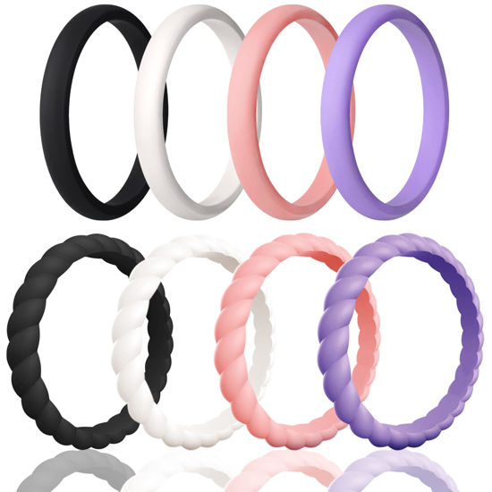 Picture of Egnaro Silicone Wedding Bands Women, Inner Arc Ergonomic Breathable Design Silicone Rubber Wedding Bands Rubber Rings for Women