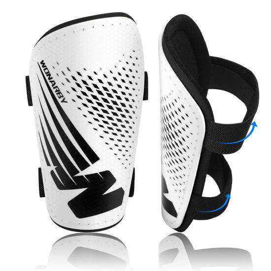 Picture of Shin Guards Soccer Youth Kids - Shin Guard for Boys Girls Teenagers 2-18 Years Old - Football Shin Pads Protection Equipment with Adjustable Straps - White, XS