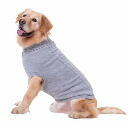 Picture of Dog Sweater, Warm Pet Sweater, Dog Sweaters for Small Dogs Medium Dogs Large Dogs, Cute Knitted Classic Cat Sweater Dog Clothes Coat for Girls Boys Dog Puppy Cat (XXL, Grey)