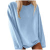 Picture of Oversized Sweatshirt Women Pullover Tops, Fall Tops Ladies Fashion Clothes Crewneck Long Sleeve Drop Shoulder Pullover 01-Blue,Small