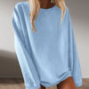 Picture of Oversized Sweatshirt Women Pullover Tops, Fall Tops Ladies Fashion Clothes Crewneck Long Sleeve Drop Shoulder Pullover 01-Blue,Small