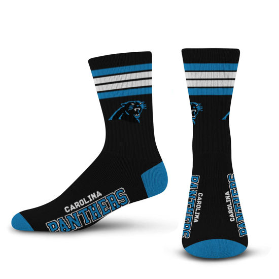 Picture of For Bare Feet NFL 4 Stripe Deuce Crew Sock, Carolina Panthers, Medium