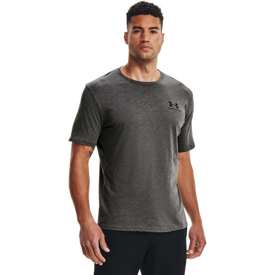 Picture of Under Armour Men's Sportstyle Left Chest Short-Sleeve T-Shirt , Charcoal Medium Heat (019)/Black , 3X-Large