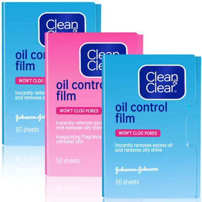 Picture of Oil Blotting Sheets For Face, Oil Control Film Same Series with Clean & Clear Oil Absorbing Facial Sheets for Oily Skin, 120 Blue+50 Pink Super Absorbent Oil Blotting Paper, 9% Larger Makeup Friendly