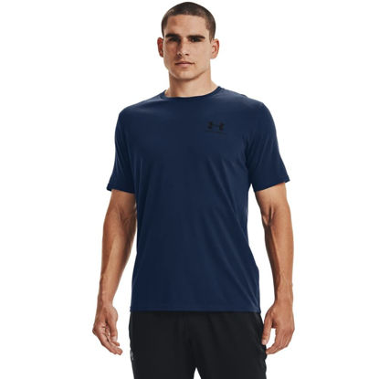 Picture of Under Armour mens Sportstyle Left Chest Short-Sleeve T-Shirt , Academy Blue (408)/Black , Large Tall