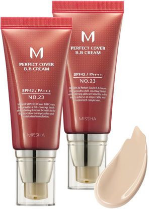 Picture of MISSHA M Perfect Cover BB Cream No.23 (2 Pack) Natural Beige for Light with Neutral Skin Tone SPF 42 PA +++ 1.69 Fl Oz - Tinted Moisturizer for face with SPF