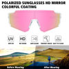 Picture of STORYCOAST Polarized Sports Sunglasses for Men Women,Driving Fishing Cycling Mountain Bike Sunglasses UV400 Protection Clear Frame-Pink Mirror Lens