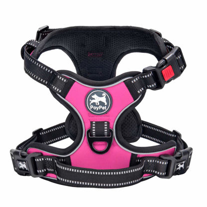 Picture of PoyPet No Pull Dog Harness, No Choke Front Lead Dog Reflective Harness, Adjustable Soft Padded Pet Vest with Easy Control Handle for Small to Large Dogs(Pink,S)