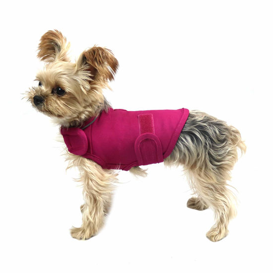 Picture of cattamao Comfort Dog Anxiety Relief Coat, Dog Anxiety Calming Vest Wrap for Thunderstorm,Travel,4th of July Fireworks,Vet Visits,Separation Anxiety Relief for Dogs (X-Small (Pack of 1), Rose)