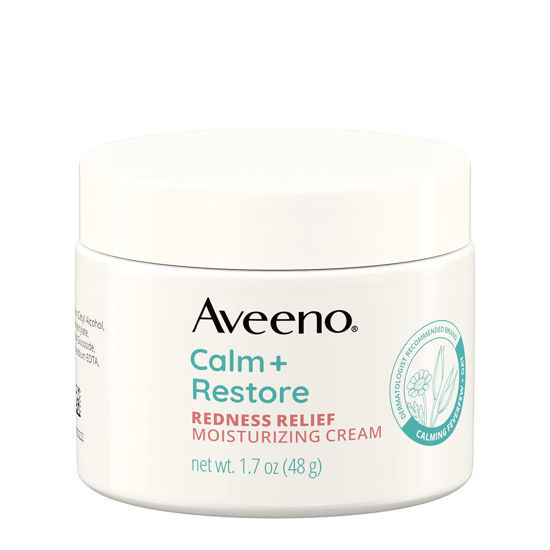 Picture of Aveeno Calm + Restore Facial Cream for Redness Relief, Soothing Face Moisturizer for Sensitive Skin, Hypoallergenic Formula, Fragrance-Free, 1.7 OZ