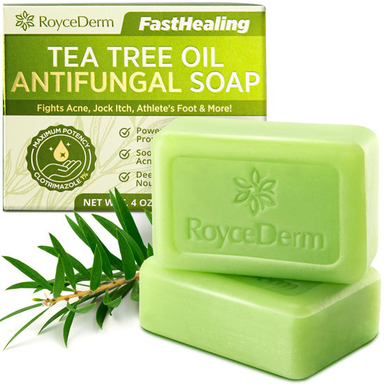 Picture of Roycederm Antifungal Antibacterial Tea Tree Soap: Antifungal Antibacterial Treatment for Face & Body Acne, Athlete's Foot, Tinea, Folliculitis Ringworm Jock Itch