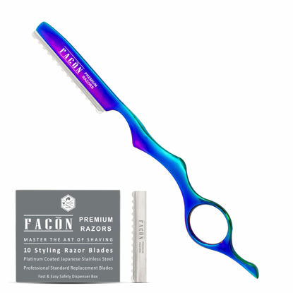 Picture of Facón Professional Hair Styling Thinning Texturizing Cutting Razor + 10 Replacement Blades