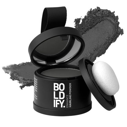 Picture of BOLDIFY Hairline Powder - Root Touch Up & Hair Loss Cover Up, Instant Gray Coverage 48-Hour Stain-Proof Hair Color Powder for Women & Men, Hair Fibers and Hair Topper Alternative (Dark Gray)