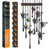 Picture of PLUSINNO V9 Vertical Fishing Rod Holders, Wall Mounted Fishing Pole Holders, Fishing Rod Rack Holds Up to 9 Rods or Combos, Fishing Rod Holders for Garage, Fits Most Rods of Diameter 3-19mm