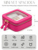 Picture of Mini Makeup Bag Clear Small Travel Cosmetic Case Leather Cute Hot Pink Pouch for Purse Organizer Make Up Bag for Women Car Toiletry Bag with Zipper for School