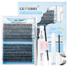 Picture of DIY Lash Extension Kit GEMERRY Lash Clusters Kit with Lash Clusters 15-20mm Mix D Curl 10ml Lash Bond and Seal Eyelash Glue Remover and Lash Tweezers for Beginner DIY at Home Eyelash Extension Kit