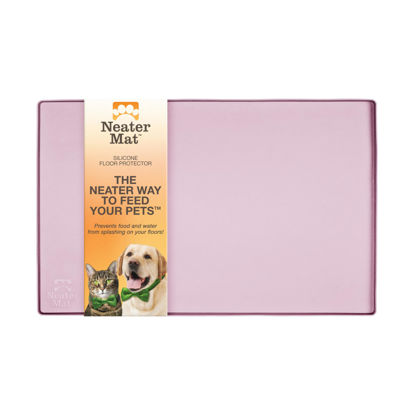 Picture of Neater Pet Brands Neater Mat - Waterproof Silicone Pet Bowls Mat - Protect Floors from Food & Water (Light Pink, 19" x 12" Silicone)