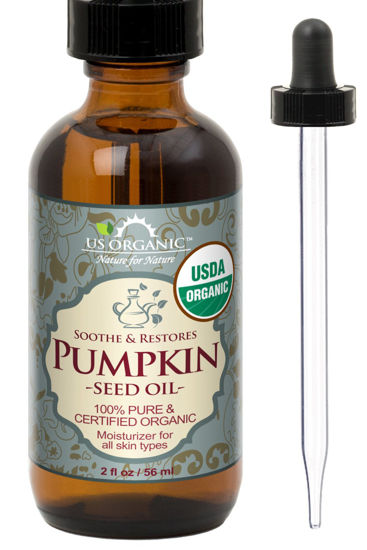 Picture of US Organic Pumpkin Seed Oil, USDA Certified Organic, Pure, Natural, Cold Pressed Virgin, Unrefined in Amber Glass Bottle w/Glass Eyedropper (Small (2 oz, 56 ml))