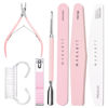 Picture of Makartt Nail File and Buffer, Pink Basic Nail Prep Kit with Cuticle Trimmer, Beginner Manicure Kit Nail Care Kit with Cuticle Clipper, Cuticle Trimmer and Nail Brush for Natural Acrylic Nails(7pcs)