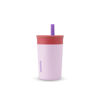 Picture of Owala Kids Insulation Stainless Steel Tumbler with Spill Resistant Flexible Straw, Easy to Clean, Kids Water Bottle, Great for Travel, Dishwasher Safe, 12 Oz, Pink and Purple (Lilac Rocket)