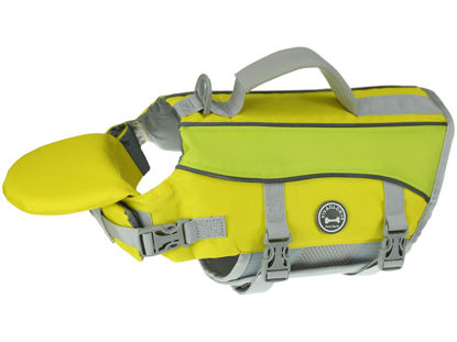 Picture of VIVAGLORY Dog Life Jacket with Removable Front Float, Life Vest with Reflective Trims & Extra Padding for Swimming & Boating, Yellow Grey, XXS