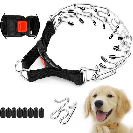 Picture of Supet Prong Collar for Dogs Training Collar, Adjustable Pinch Collar with Quick Release Buckle for Small Medium Large Dogs, No Pull Dog Collar (Packed with One Extra Links)