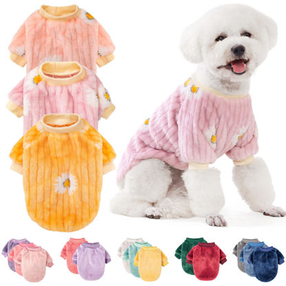 Picture of Dog Sweater, Pack of 2 or 3, Dog Clothes, Dog Coat, Dog Jacket for Small or Medium Dogs Boy or Girl, Ultra Soft and Warm Cat Pet Sweaters (Pink,Violet,Yellow, X-Large)