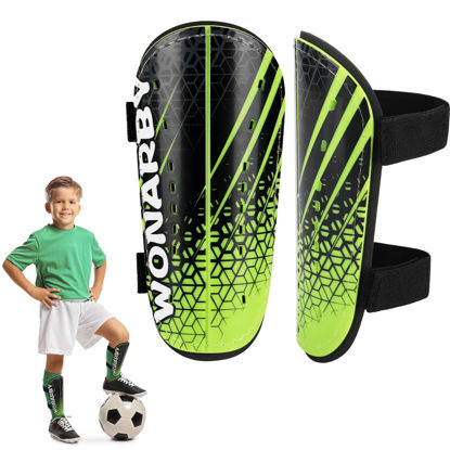 Picture of Shin Guards Soccer Youth Kids - Shin Guard for Boys Girls Teenagers 2-18 Years Old - Football Shin Pads Protection Equipment with Adjustable Straps - Green, M