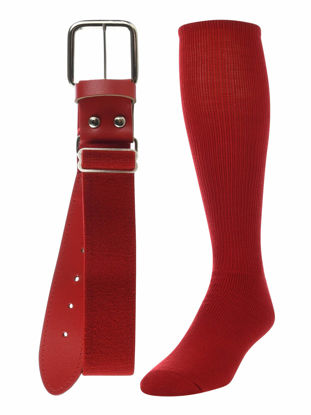 Picture of TCK Baseball/Softball Adult Belt & Socks Combo Set (Scarlet, Large)