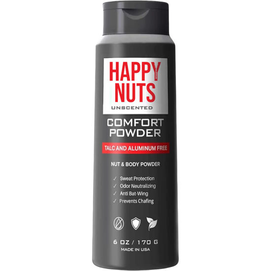 Picture of HAPPY NUTS Comfort Powder - Anti Chafing & Deodorant, Aluminum-Free, Sweat and Odor Control for Jock Itch, Groin and Men's Private Parts 6 oz. (Pack of 1, Unscented)