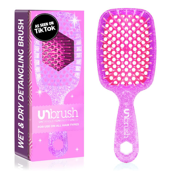 Picture of FHI Heat UNbrush Detangling Brush for Pain-Free Brushing on All Wet or Dry Hair Types - Durable DuoFlex Anti-Static Bristles, Lightweight Handle, Vented Hair Brush, Rose Quartz Pink