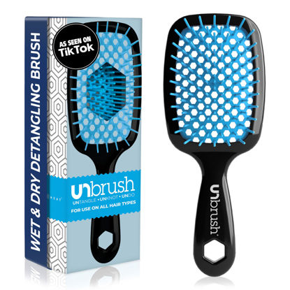 Picture of FHI Heat UNbrush Detangling Brush for Pain-Free Brushing on All Wet or Dry Hair Types - Durable DuoFlex Anti-Static Bristles, Lightweight Handle, Vented Hair Brush, Ocean