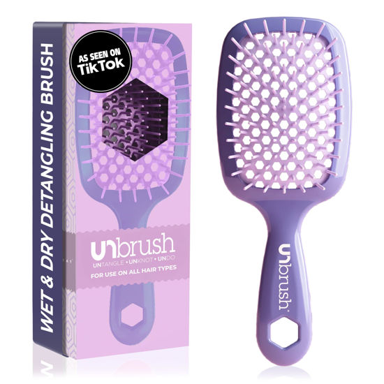 Picture of FHI Heat UNbrush Detangling Brush for Pain-Free Brushing on All Wet or Dry Hair Types - Durable DuoFlex Anti-Static Bristles, Lightweight Handle, Vented Hair Brush, Lavender Dark Purple