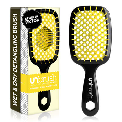 Picture of FHI Heat UNbrush Detangling Brush for Pain-Free Brushing on All Wet or Dry Hair Types - Durable DuoFlex Anti-Static Bristles, Lightweight Handle, Vented Hair Brush, Sunburst