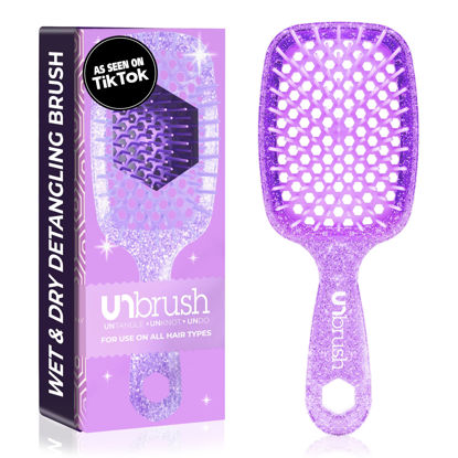 Picture of FHI Heat UNbrush Detangling Brush for Pain-Free Brushing on All Wet or Dry Hair Types - Durable DuoFlex Anti-Static Bristles, Lightweight Handle, Vented Hair Brush, Amethyst Lavender