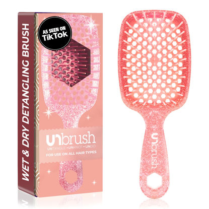 Picture of FHI Heat UNbrush Detangling Brush for Pain-Free Brushing on All Wet or Dry Hair Types - Durable DuoFlex Anti-Static Bristles, Lightweight Handle, Vented Hair Brush, Ruby Peach