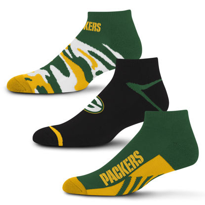 Picture of For Bare Feet NFL Green Bay Packers CAMO BOOM 3 Pack Ankle Sock Team Colors Large