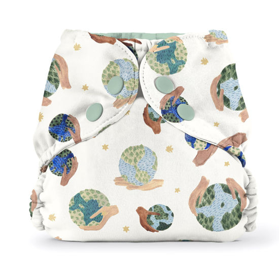 Picture of Esembly Cloth Diaper Outer, Swim Diaper, Waterproof Cloth Diaper Cover, Leak-Proof, Breathable Layer Over Prefolds, Flats or Fitteds, Reusable Diaper with Snap Closure - Size 2 (18-35lbs), Eco Earth