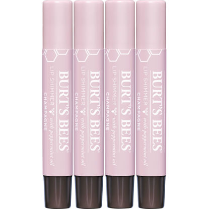 Picture of Burt's Bees Shimmer Lip Tint Set, Tinted Lip Balm Stick, Moisturizing for All Day Hydration with Natural Origin Glowy Pigmented Finish & Buildable Color, Champagne (4-Pack)