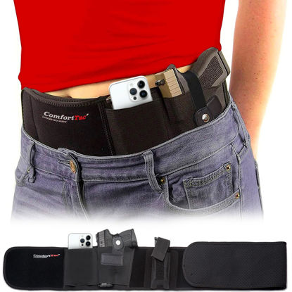 Picture of ComfortTac Gun Holsters for Concealed Carry - Ultimate Belly Band Pistol Holster for Men & Women, Belt Compatible with Smith and Wesson, Shield, Glock - Firearm Accessories, Black