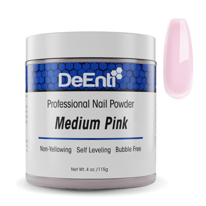 Picture of DeEnti Acrylic Nail Powder, 4oz Medium Pink Acrylic Powder Dip for Nails, Long Lasting Salon Quality, Bubble Free Professional Nail Powder for Manicure, Nail Art, Fake Nails, Nail Carving & Extensions