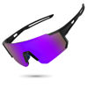 Picture of STORYCOAST Polarized Sports Sunglasses for Men Women,Bike Glasses Driving Fishing Cycling Mountain Bike Sunglasses UV400 Protection Black Frame-Purple Mirror Lens